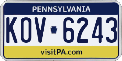 PA license plate KOV6243