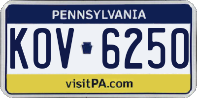 PA license plate KOV6250