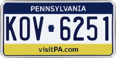 PA license plate KOV6251