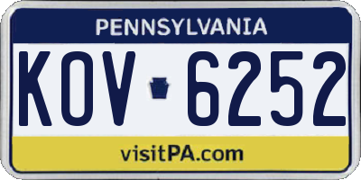 PA license plate KOV6252