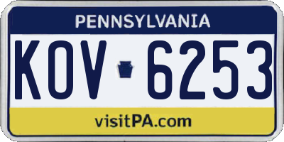 PA license plate KOV6253