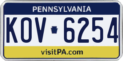 PA license plate KOV6254