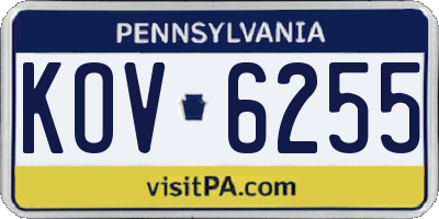 PA license plate KOV6255