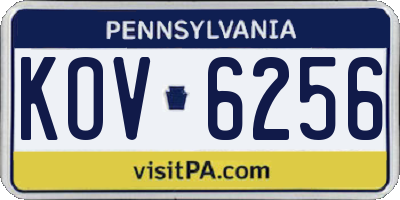 PA license plate KOV6256
