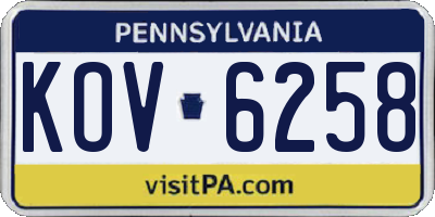 PA license plate KOV6258