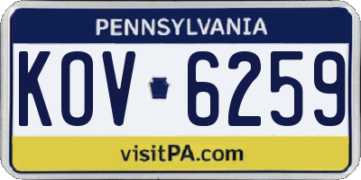 PA license plate KOV6259