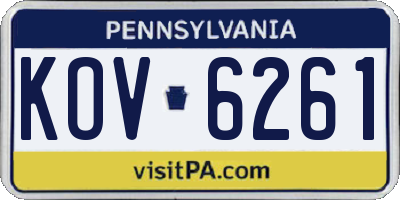 PA license plate KOV6261