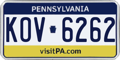 PA license plate KOV6262