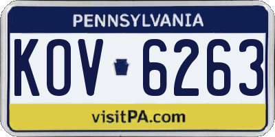 PA license plate KOV6263