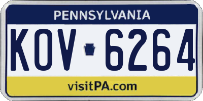 PA license plate KOV6264