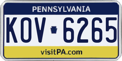 PA license plate KOV6265
