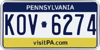 PA license plate KOV6274