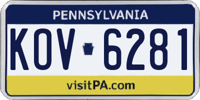 PA license plate KOV6281