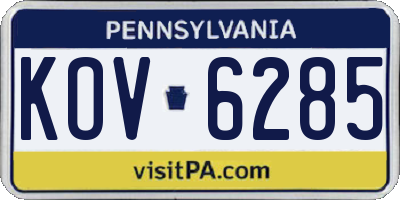 PA license plate KOV6285
