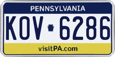 PA license plate KOV6286