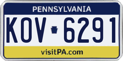 PA license plate KOV6291