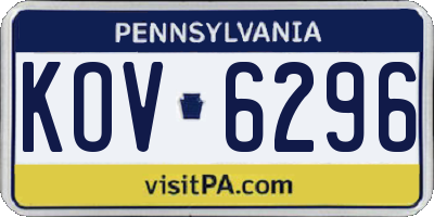 PA license plate KOV6296