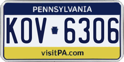 PA license plate KOV6306