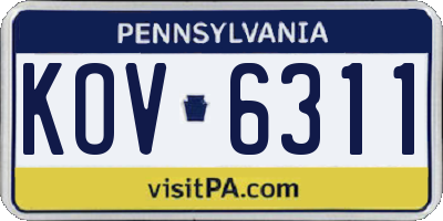 PA license plate KOV6311