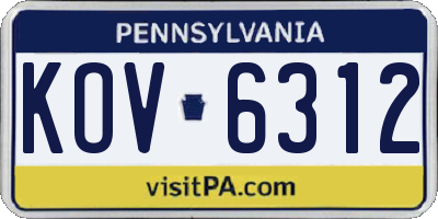 PA license plate KOV6312