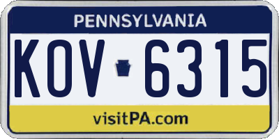 PA license plate KOV6315
