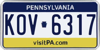 PA license plate KOV6317