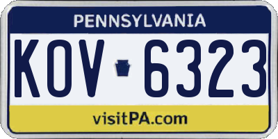 PA license plate KOV6323