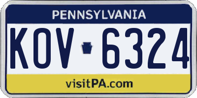 PA license plate KOV6324