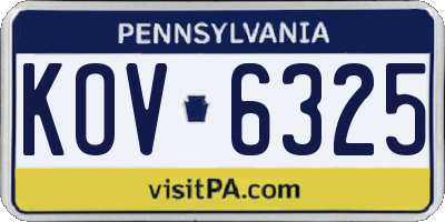 PA license plate KOV6325