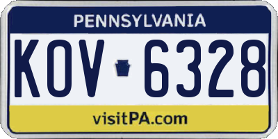 PA license plate KOV6328
