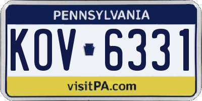 PA license plate KOV6331