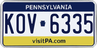 PA license plate KOV6335
