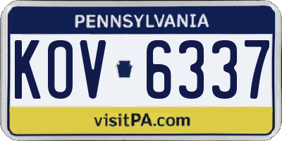 PA license plate KOV6337