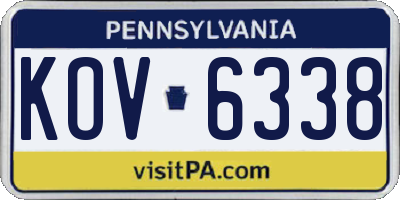 PA license plate KOV6338