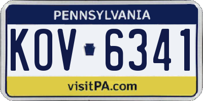 PA license plate KOV6341