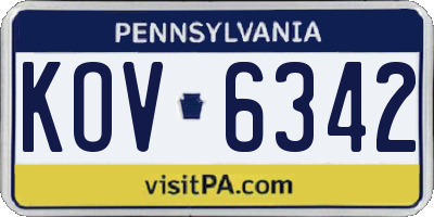 PA license plate KOV6342
