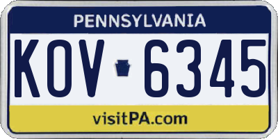 PA license plate KOV6345