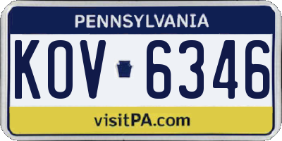PA license plate KOV6346