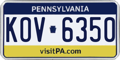 PA license plate KOV6350