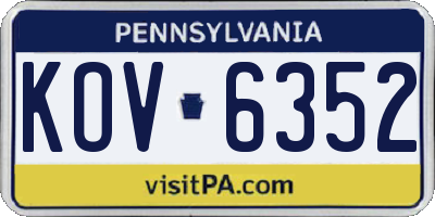 PA license plate KOV6352
