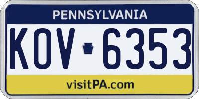 PA license plate KOV6353