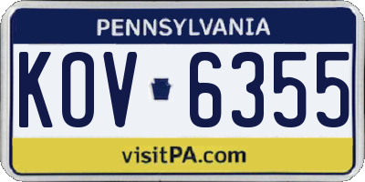 PA license plate KOV6355
