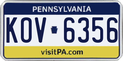 PA license plate KOV6356