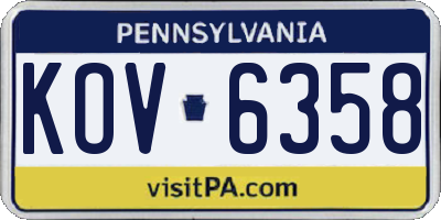 PA license plate KOV6358