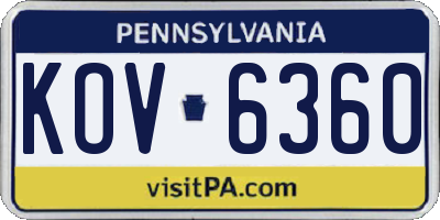 PA license plate KOV6360