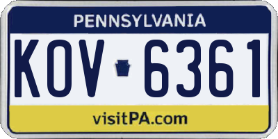 PA license plate KOV6361