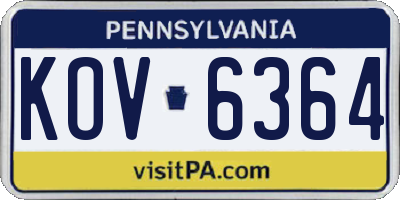 PA license plate KOV6364