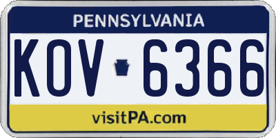 PA license plate KOV6366
