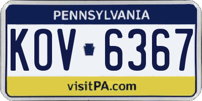 PA license plate KOV6367