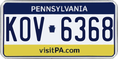 PA license plate KOV6368